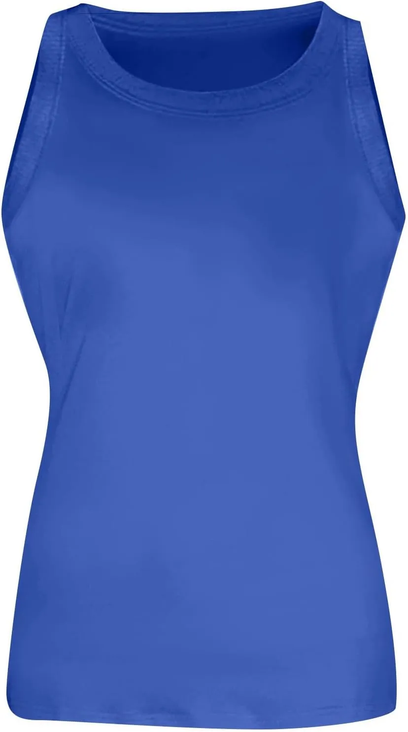 Tank Top for Women Sleeveless Solid Color T Shirts Crewneck Summer Basic Tee Slim Fit Tight Y2k Crop Tops