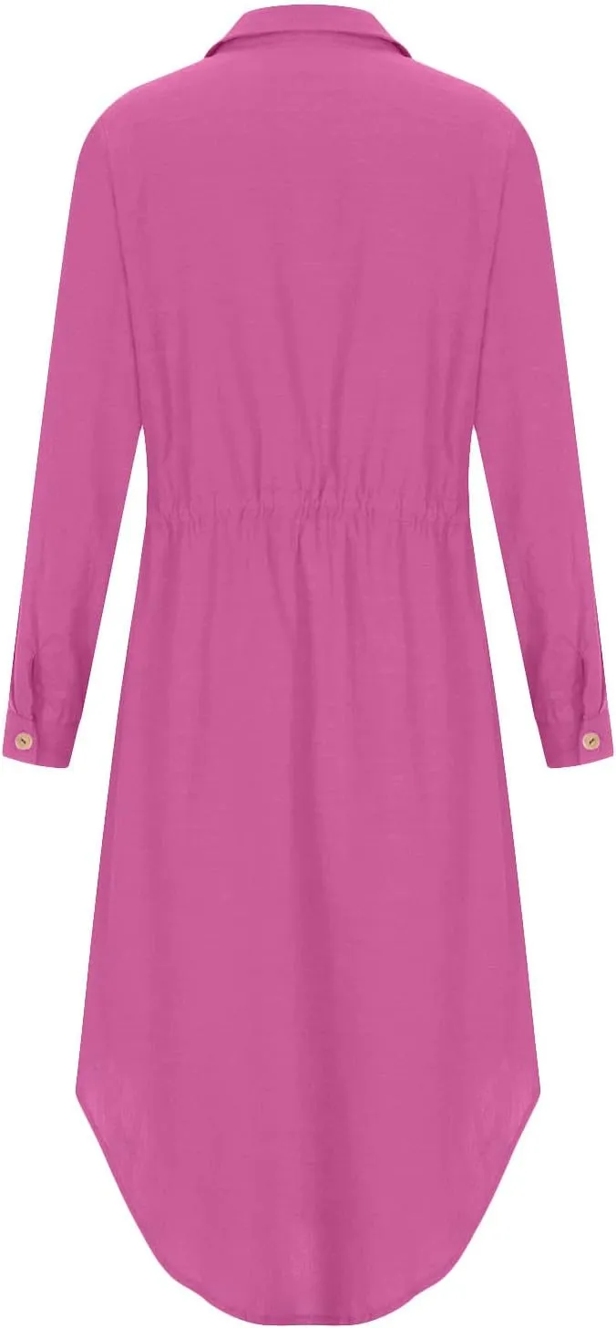 TARIENDY Maxi Dress for Women,Women's Button Down Vacation Outfits Long Sleeve Dresses Plus Size Summer Shirt Sundresses