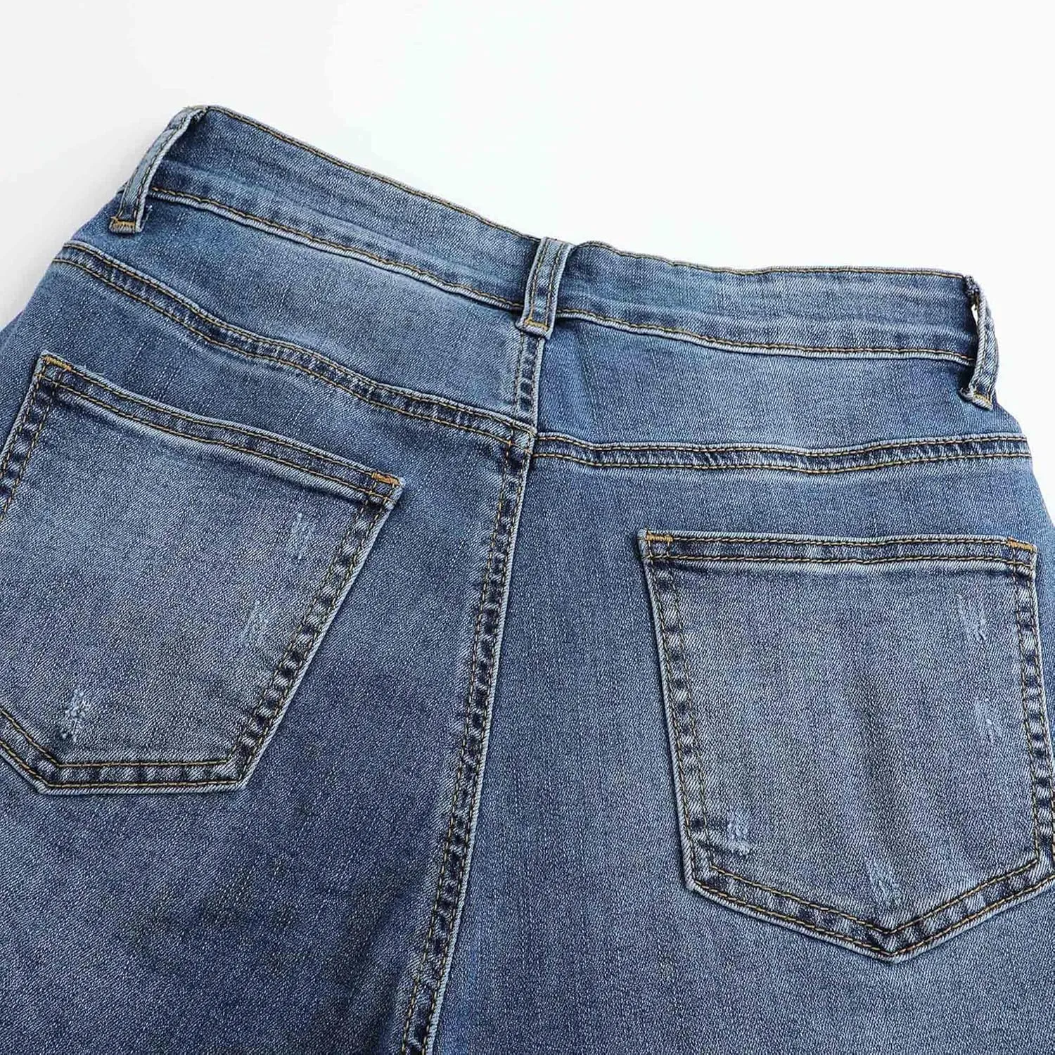 THUNDER STAR Womens High Waisted Wide Leg Jeans Stretchy Distressed Denim Pants