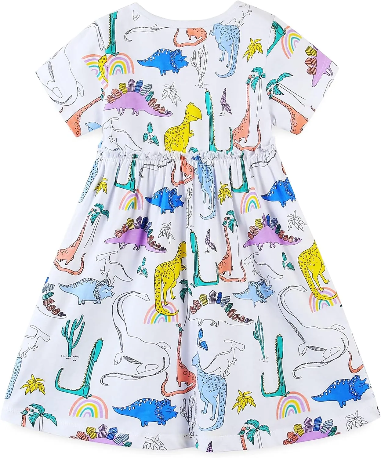 Toddler Girl's Cotton Dress Toddler Girls Summer Dress Clothes Cotton Casual Cartoon Print Short Sleeve Dresses 1-7 Years