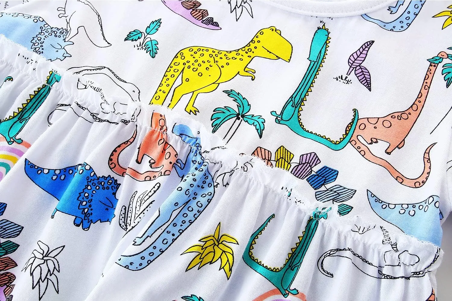 Toddler Girl's Cotton Dress Toddler Girls Summer Dress Clothes Cotton Casual Cartoon Print Short Sleeve Dresses 1-7 Years