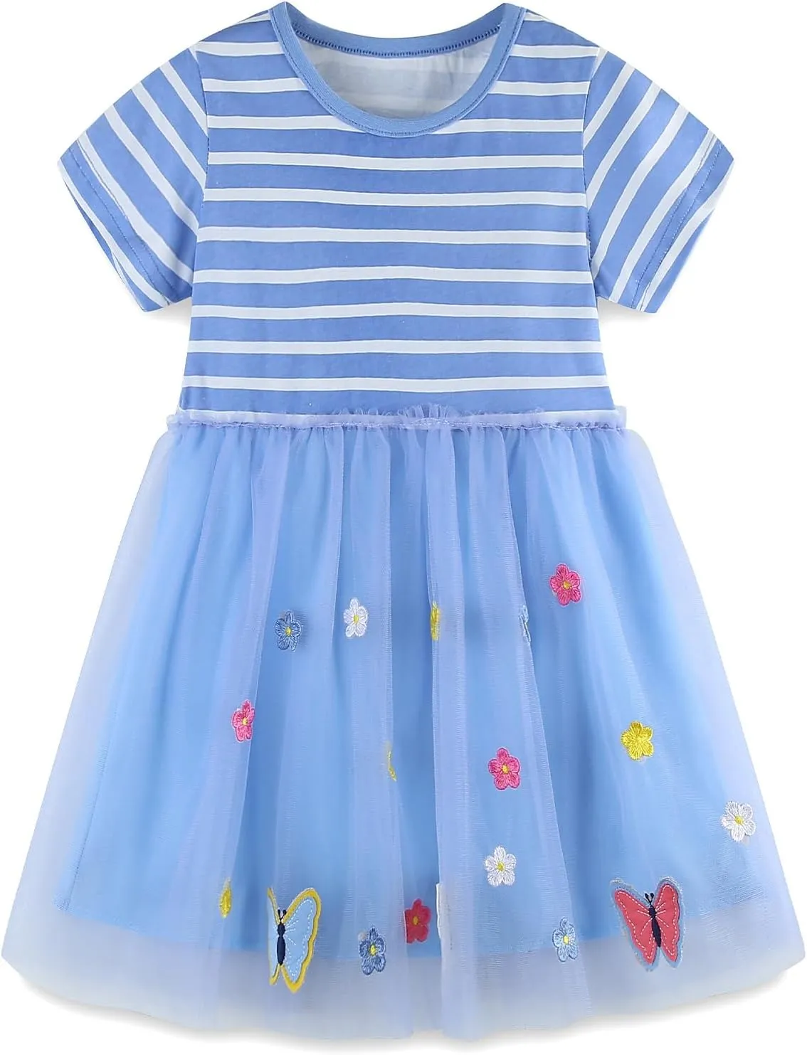 Toddler Girl's Cotton Dress Toddler Girls Summer Dress Clothes Cotton Casual Cartoon Print Short Sleeve Dresses 1-7 Years