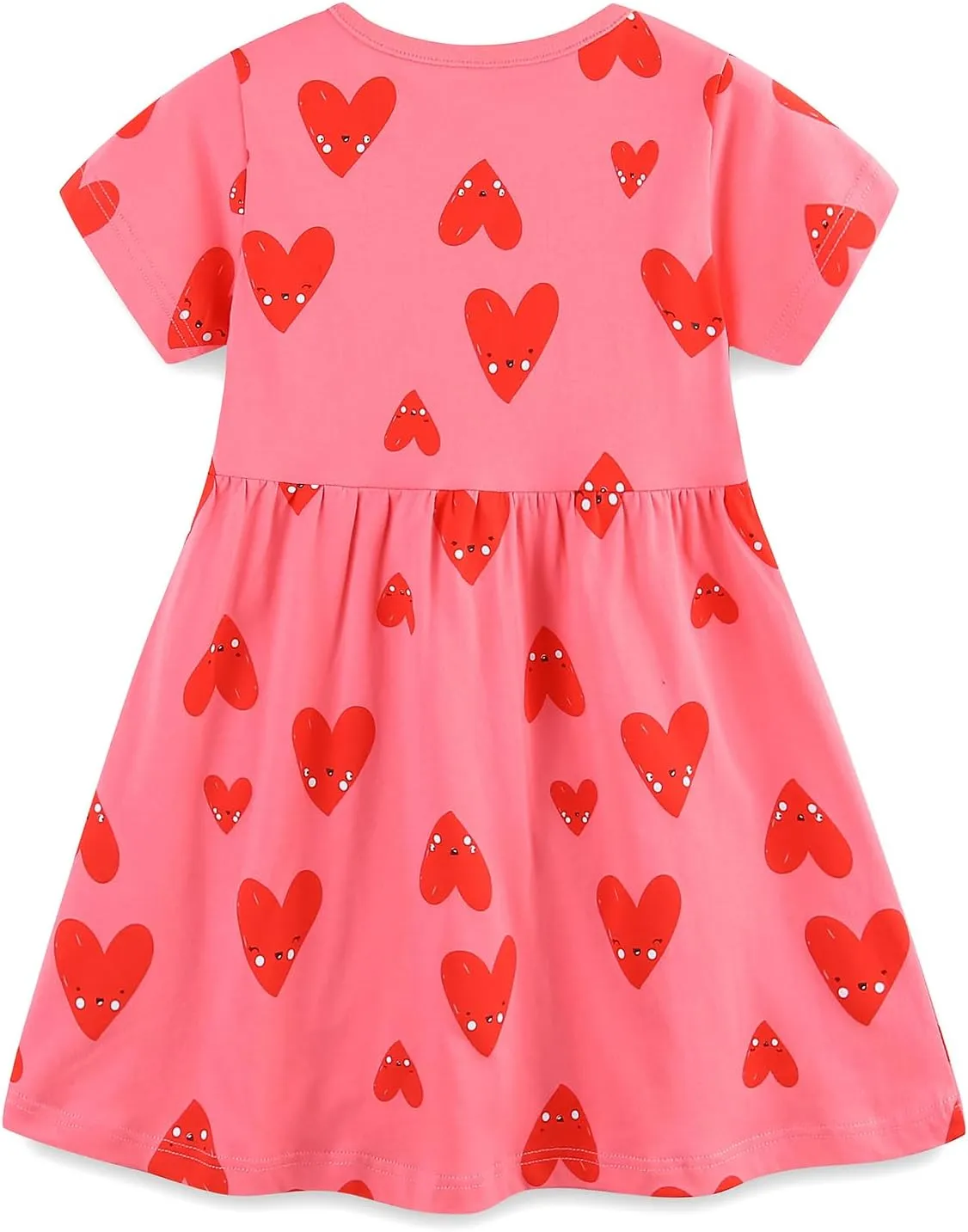 Toddler Girl's Cotton Dress Toddler Girls Summer Dress Clothes Cotton Casual Cartoon Print Short Sleeve Dresses 1-7 Years