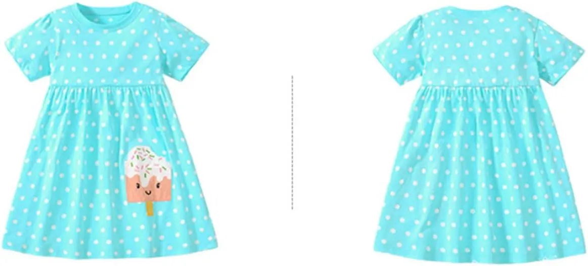 Toddler Girls Short Sleeve Cotton Dress Casual Summer Clothes Swing Sundress
