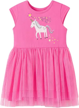 Toddler Girls Short Sleeve Cotton Dress Casual Summer Clothes Swing Sundress