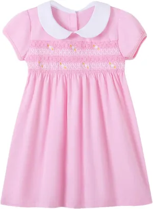 Toddler Girls Short Sleeve Cotton Dress Casual Summer Clothes Swing Sundress