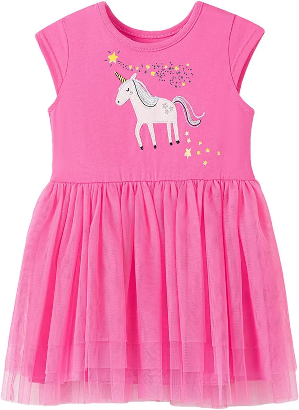 Toddler Girls Short Sleeve Cotton Dress Casual Summer Clothes Swing Sundress