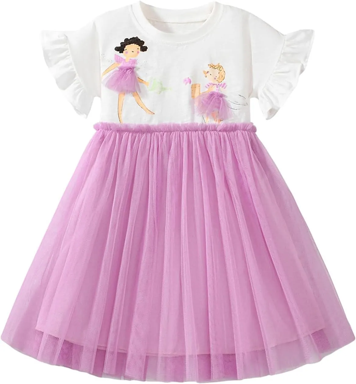 Toddler Girls Short Sleeve Cotton Dress Casual Summer Clothes Swing Sundress