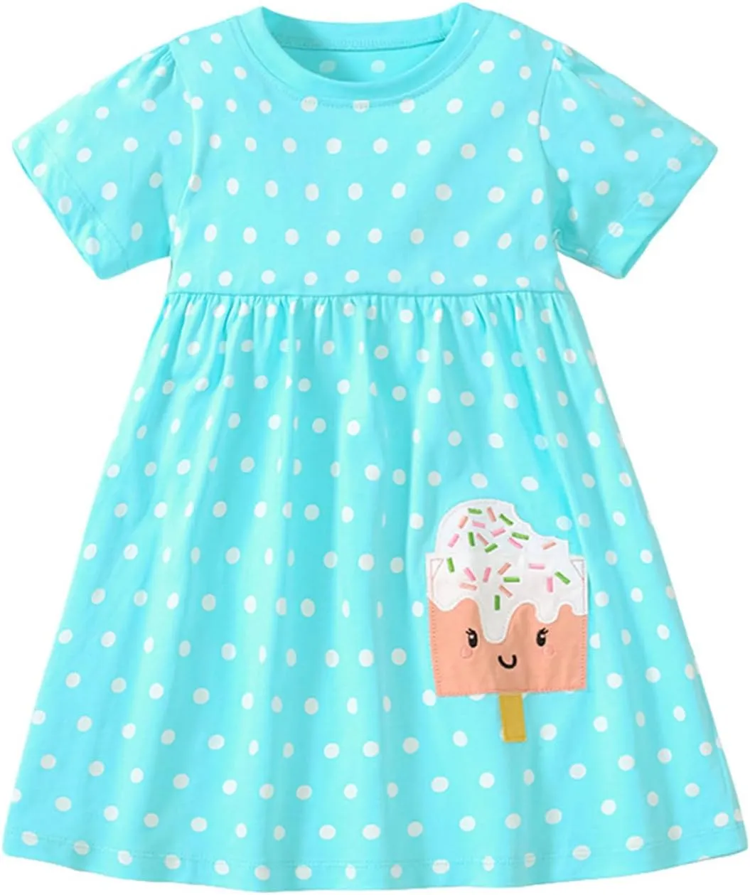 Toddler Girls Short Sleeve Cotton Dress Casual Summer Clothes Swing Sundress