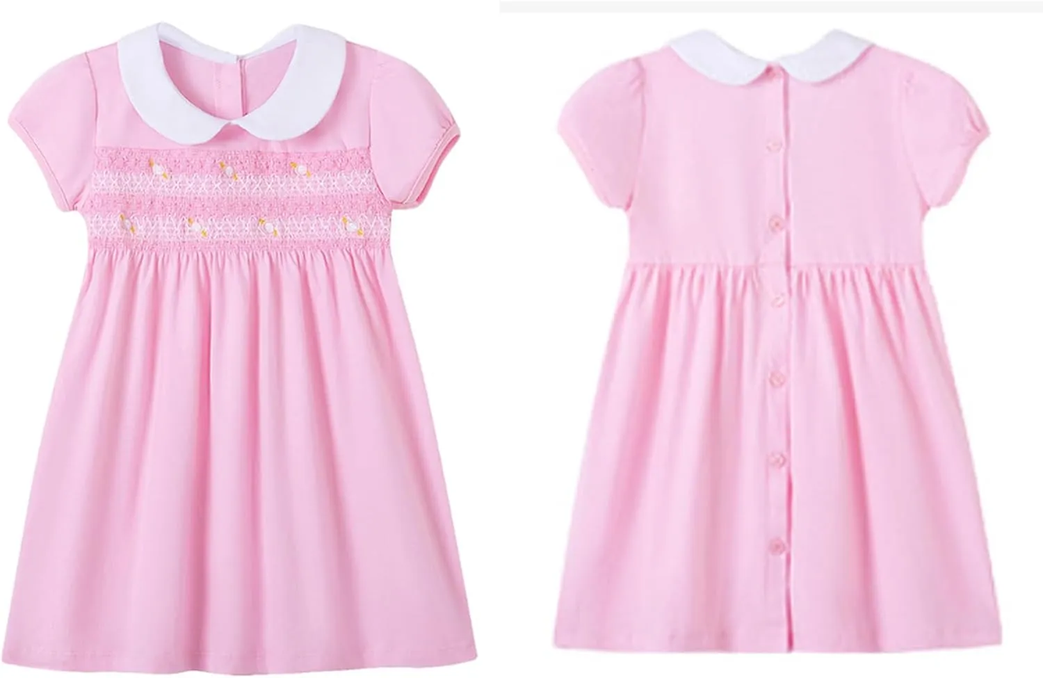 Toddler Girls Short Sleeve Cotton Dress Casual Summer Clothes Swing Sundress