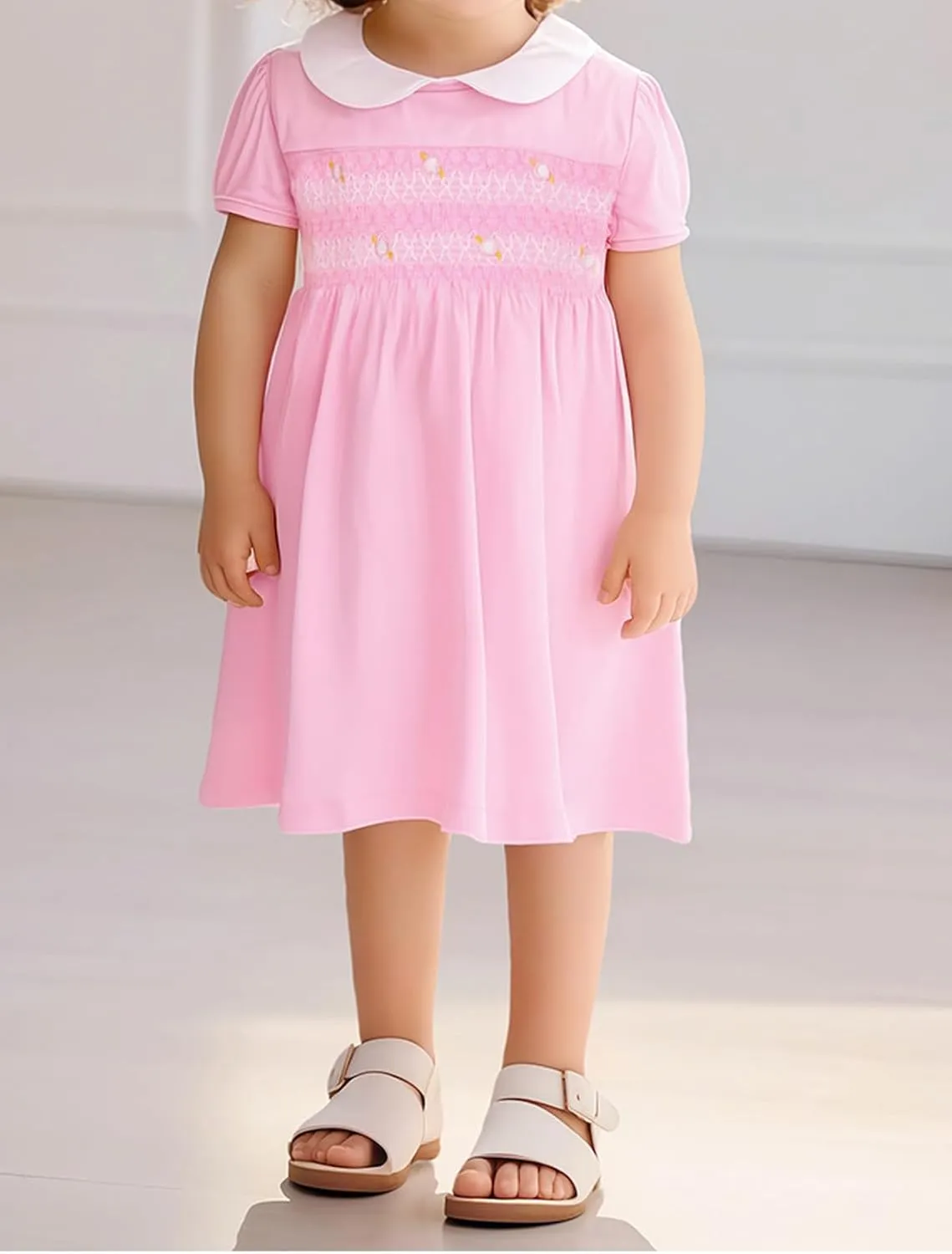 Toddler Girls Short Sleeve Cotton Dress Casual Summer Clothes Swing Sundress