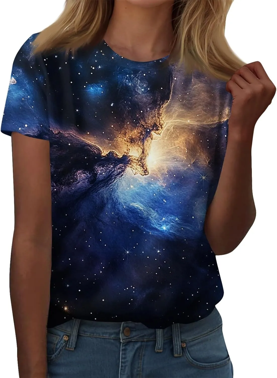 Tops for Women Trendy Sexy Summer Womens Short Sleeve Blouses for Work 3D Graphic Shirt Funny Blouses Crewneck