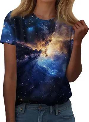 Tops for Women Trendy Sexy Summer Womens Short Sleeve Blouses for Work 3D Graphic Shirt Funny Blouses Crewneck