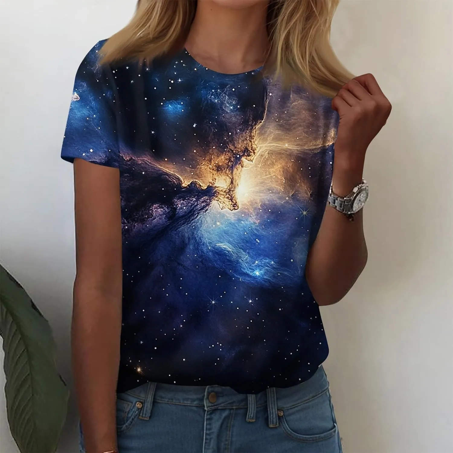 Tops for Women Trendy Sexy Summer Womens Short Sleeve Blouses for Work 3D Graphic Shirt Funny Blouses Crewneck