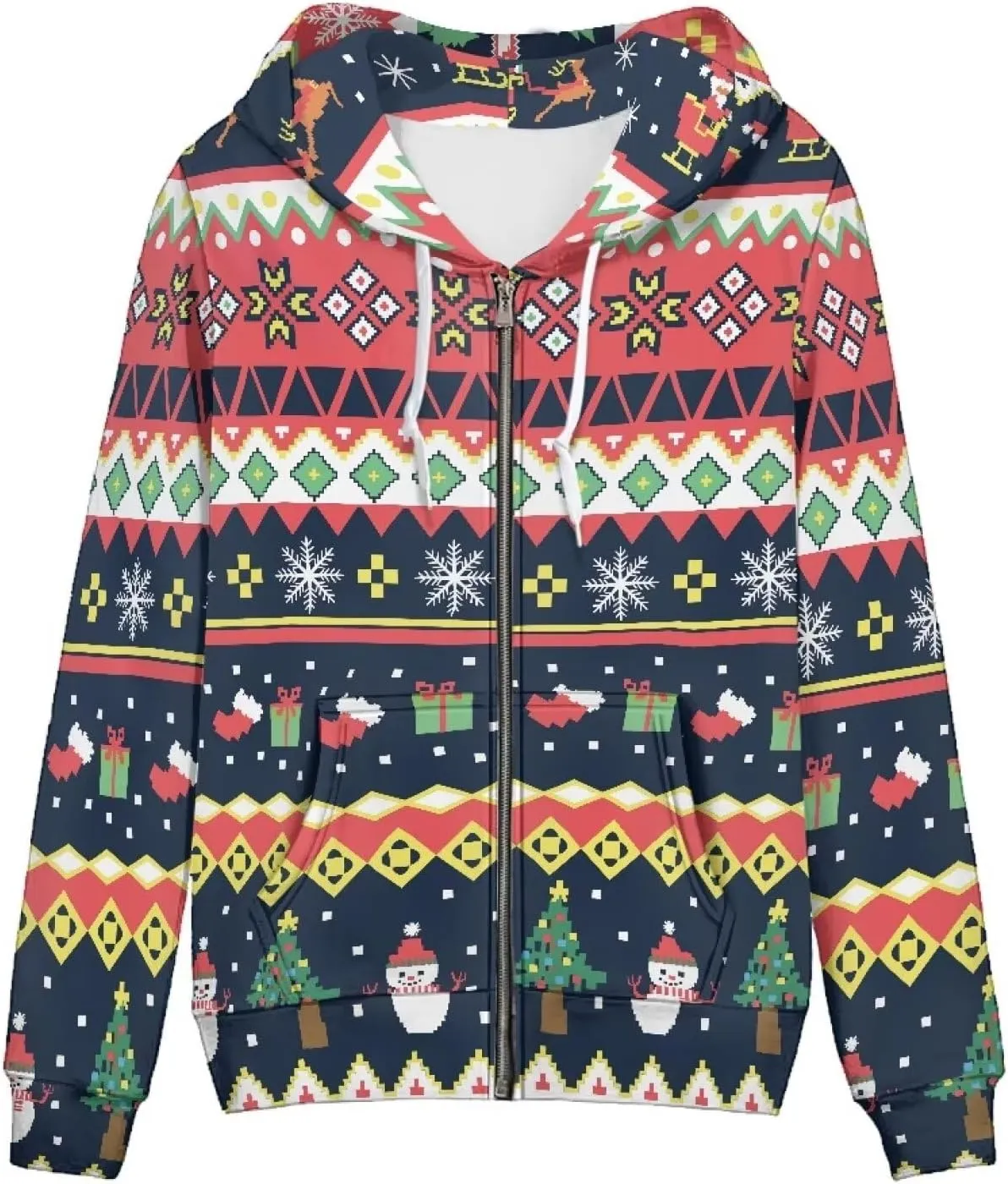Trendy Womens Zip Up Hoodies Graphic Oversized Sweatshirts Long Sleeve Outfits with Pocket