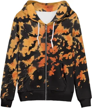 Trendy Womens Zip Up Hoodies Graphic Oversized Sweatshirts Long Sleeve Outfits with Pocket