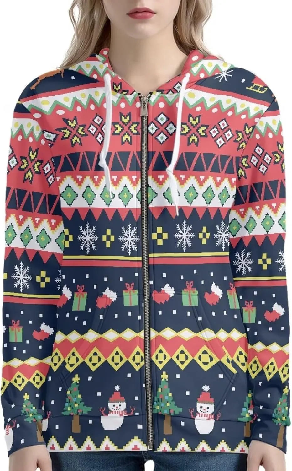 Trendy Womens Zip Up Hoodies Graphic Oversized Sweatshirts Long Sleeve Outfits with Pocket