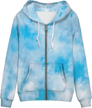 Trendy Womens Zip Up Hoodies Graphic Oversized Sweatshirts Long Sleeve Outfits with Pocket