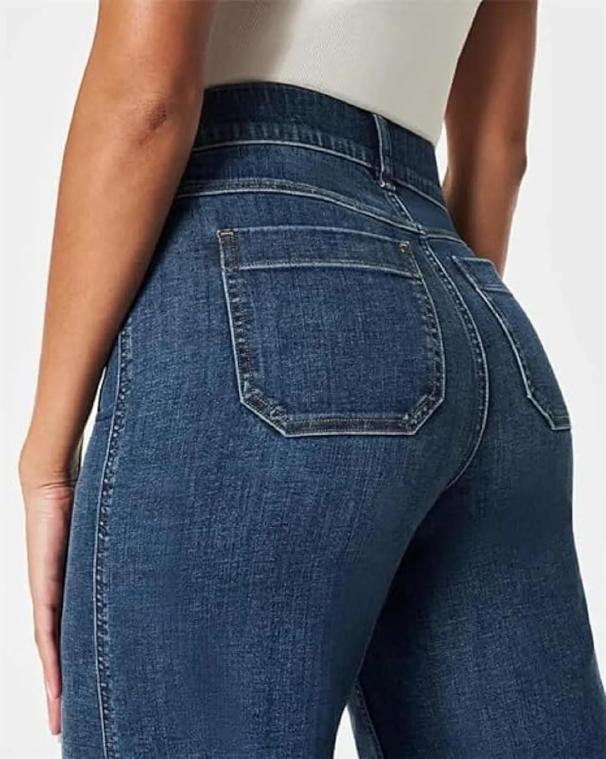 Tummy Control Cropped Wide Leg Jeans, Lovinpro Trendy High Waisted Wide Leg Jeans for Women with Patch Pocket