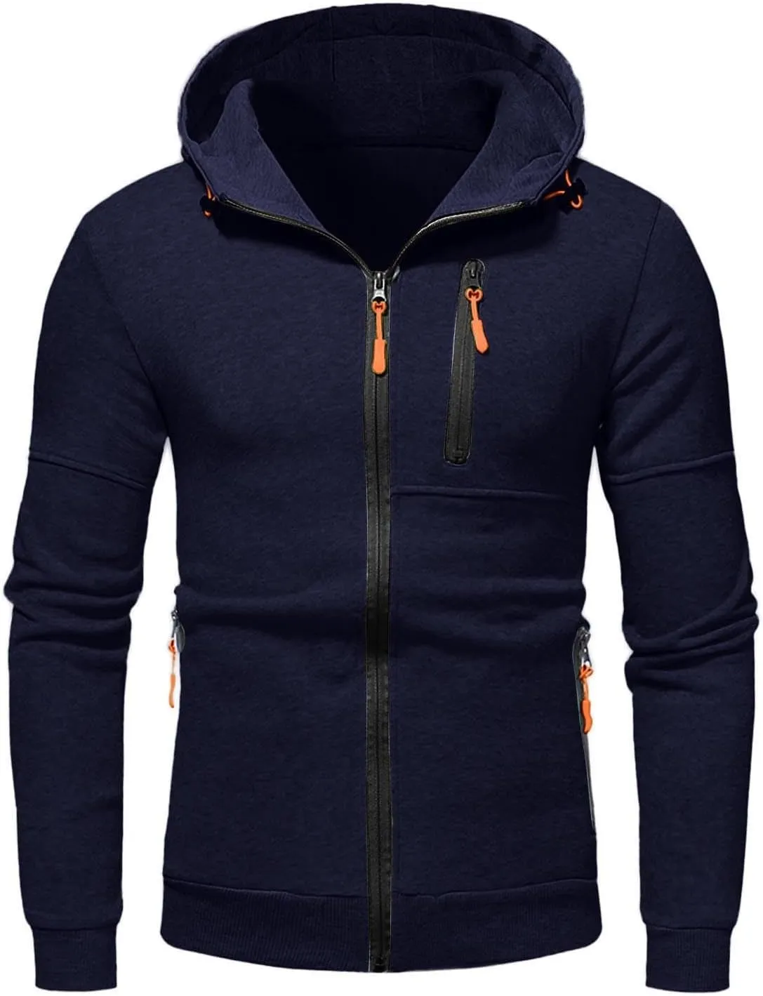 TUQIDEWU Mens Hoodies Zip Up Slim Fit, Hoodies for Men Big and Tall Zipper Fleece Sweatshirts Long Sleeve Sweatshirts Coats
