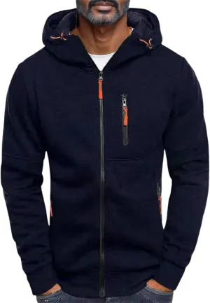 TUQIDEWU Mens Hoodies Zip Up Slim Fit, Hoodies for Men Big and Tall Zipper Fleece Sweatshirts Long Sleeve Sweatshirts Coats