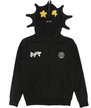 Unisex Full Zip Up Hoodies Goth Over Face Vintage Harajuku Retro Style Streetwear Jacket
