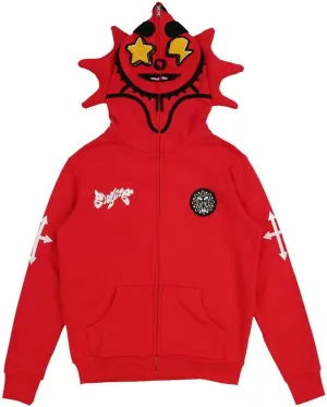 Unisex Full Zip Up Hoodies Goth Over Face Vintage Harajuku Retro Style Streetwear Jacket