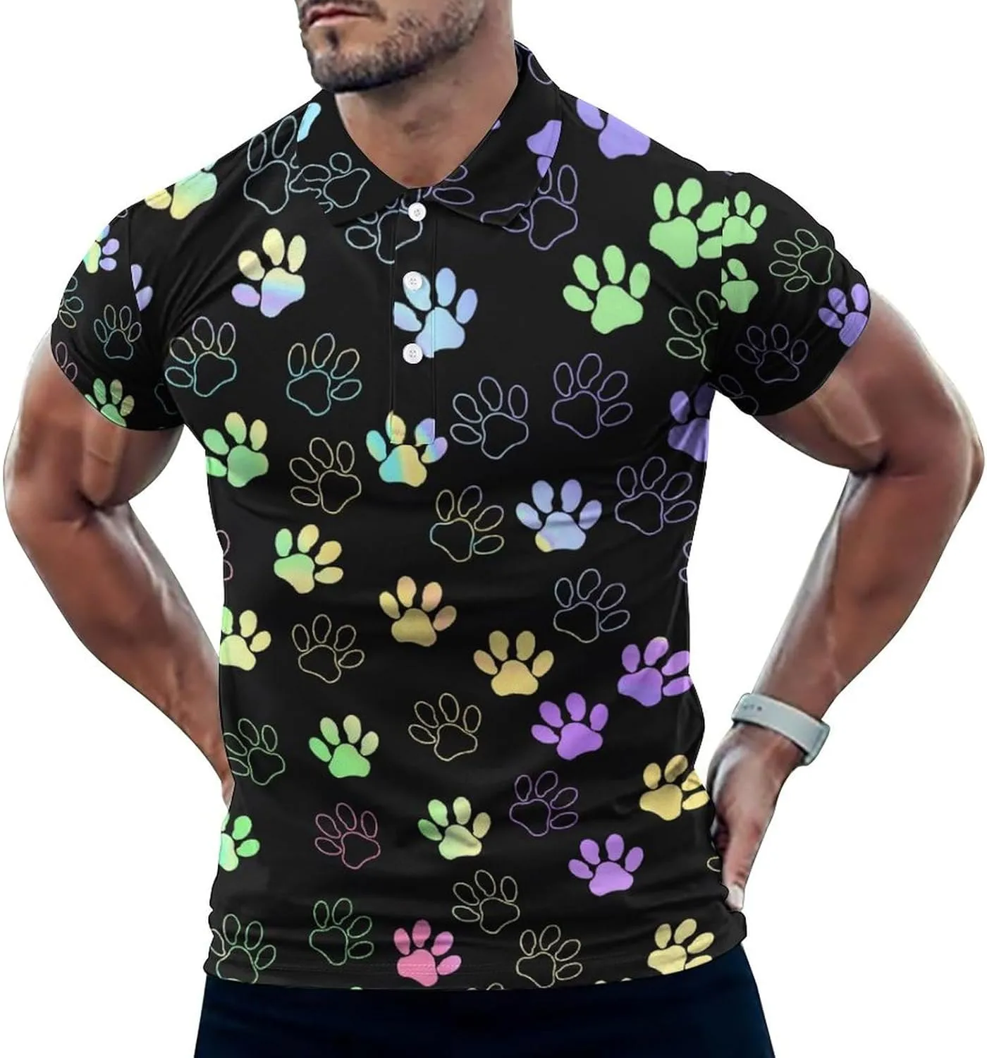UNMUTTON Blue Colorful Butterflies Golf Shirts for Men Polo Shirts Quick-Dry Short Sleeve Athletic T-Shirt Tennis Shirt