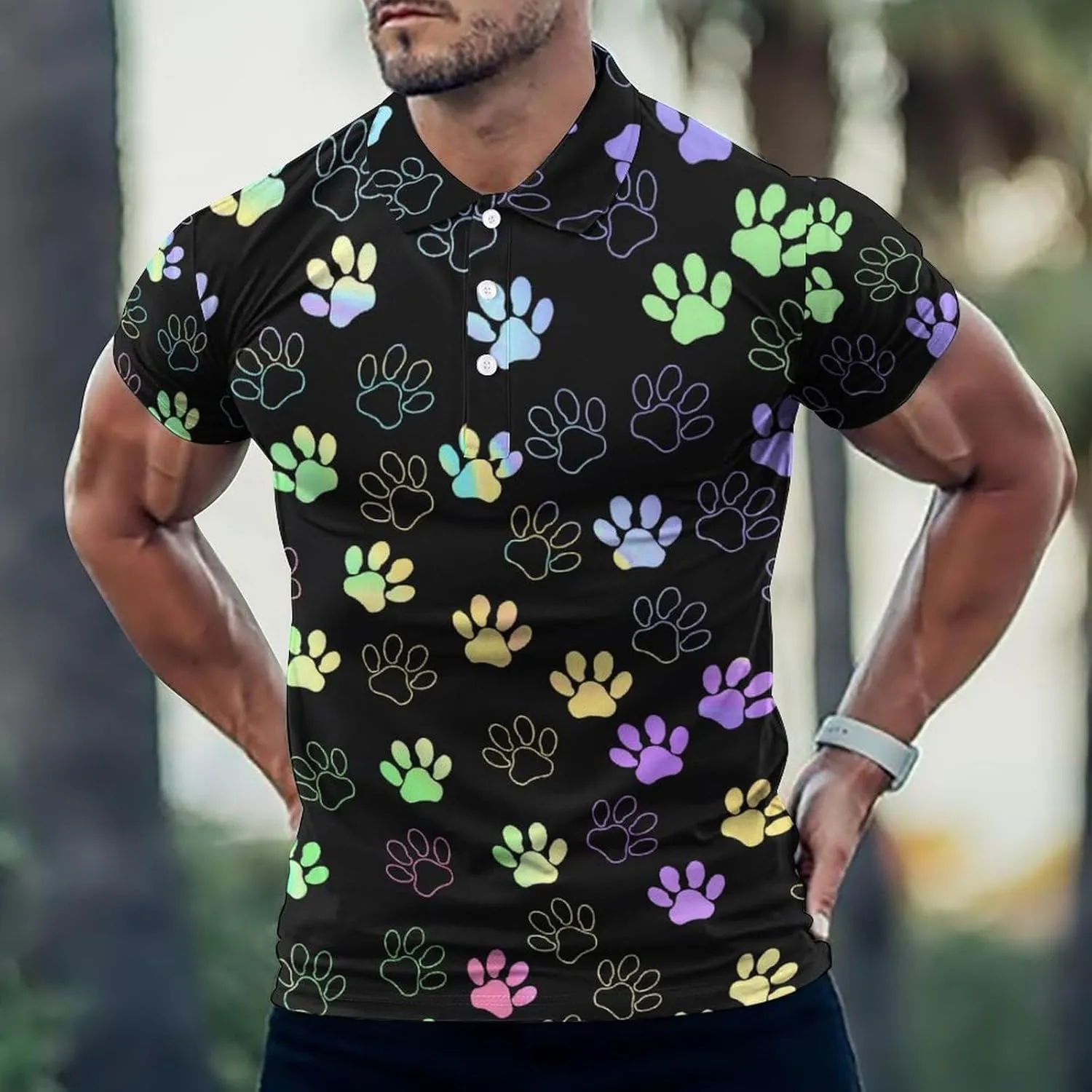 UNMUTTON Blue Colorful Butterflies Golf Shirts for Men Polo Shirts Quick-Dry Short Sleeve Athletic T-Shirt Tennis Shirt