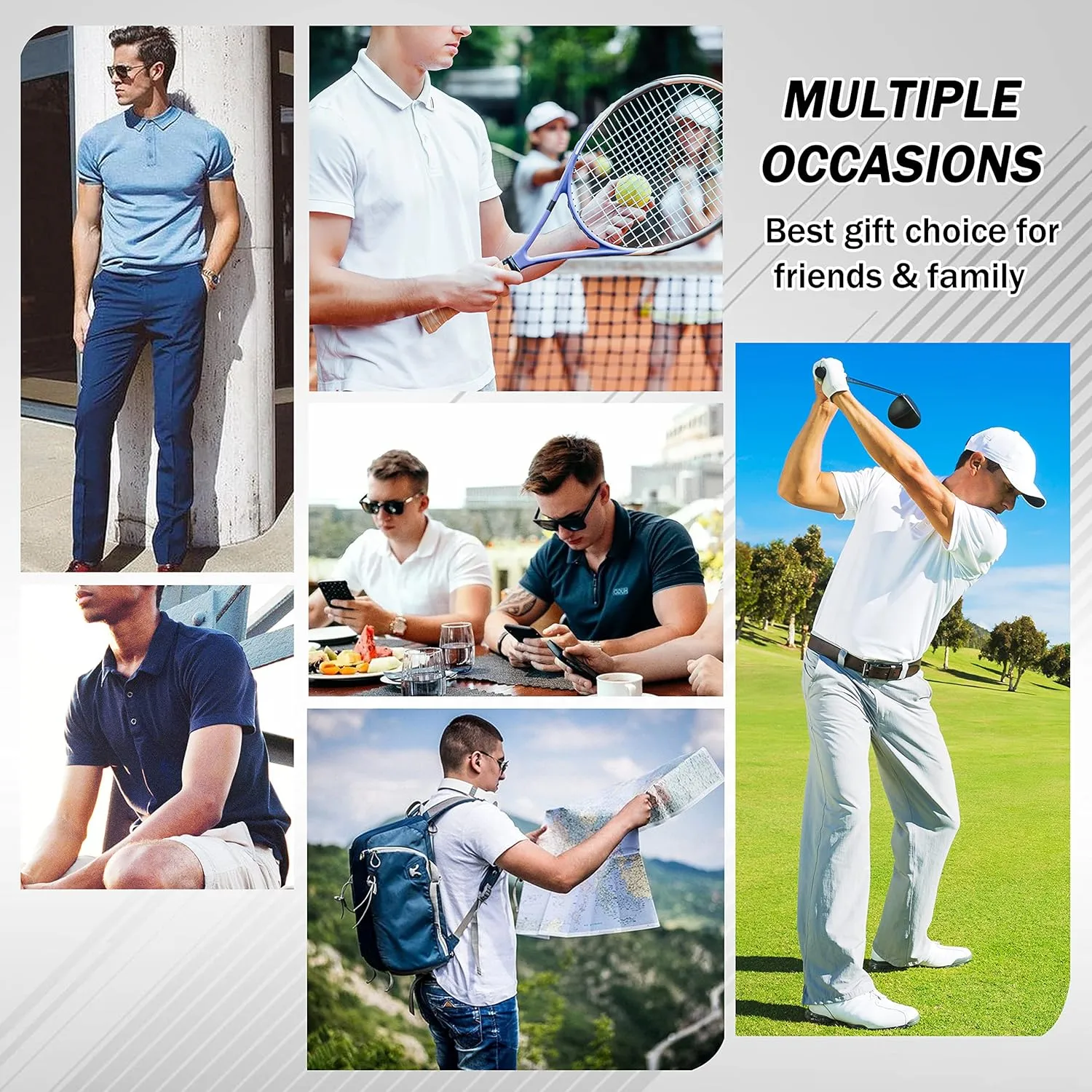 UNMUTTON Blue Colorful Butterflies Golf Shirts for Men Polo Shirts Quick-Dry Short Sleeve Athletic T-Shirt Tennis Shirt