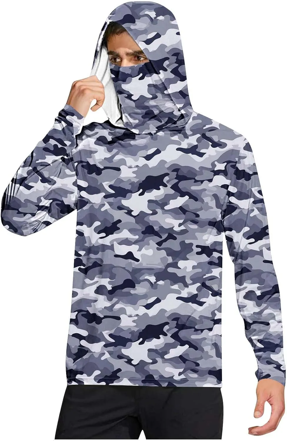 UPF 50  Shirts for Men 2025 Summer Long Sleeve UV Sun Protection Rash Guard Fishing Shirts Sun Hoodies with Face Mask