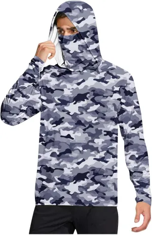 UPF 50  Shirts for Men 2025 Summer Long Sleeve UV Sun Protection Rash Guard Fishing Shirts Sun Hoodies with Face Mask