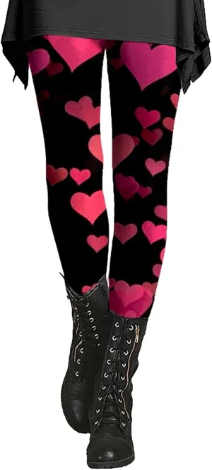 Valentine Leggings for Women Plus Size 2025 Plus Size Valentines Leggings Leggings Heart