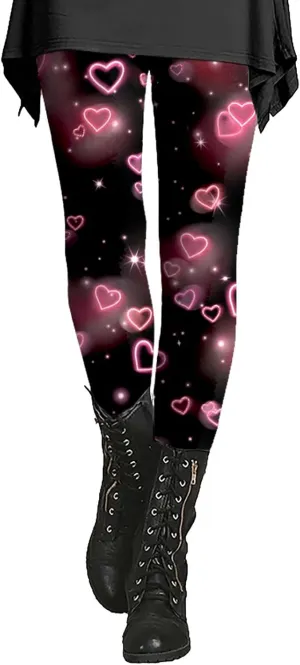 Valentine Leggings for Women Plus Size 2025 Plus Size Valentines Leggings Leggings Heart