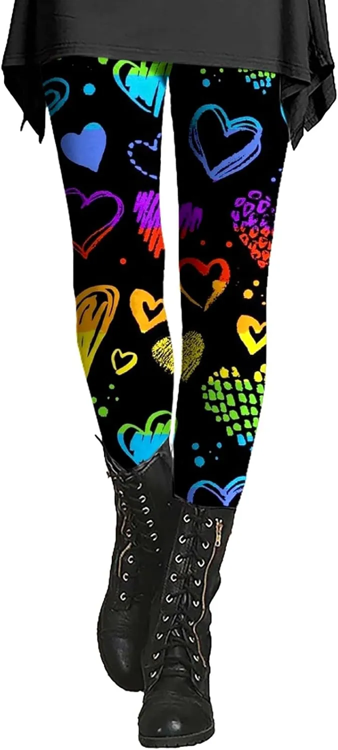 Valentine Leggings for Women Plus Size 2025 Plus Size Valentines Leggings Leggings Heart