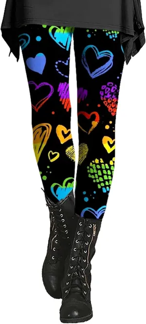 Valentine Leggings for Women Plus Size 2025 Plus Size Valentines Leggings Leggings Heart