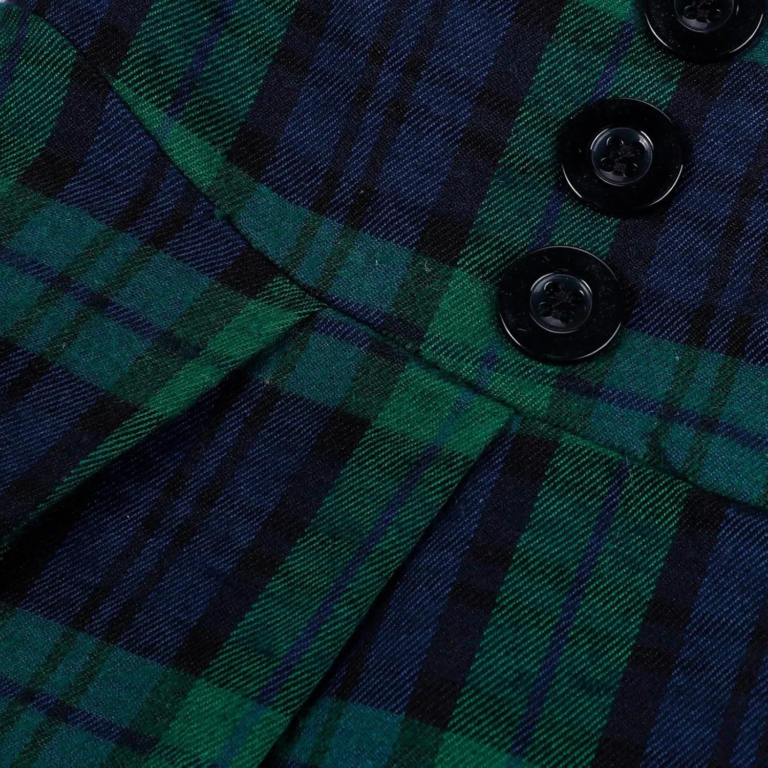 Vintage Plaid Skirt for Women High Waisted Midi A-line Skirts Pleated Skirt with Pockets Tartan Maxi Skirts