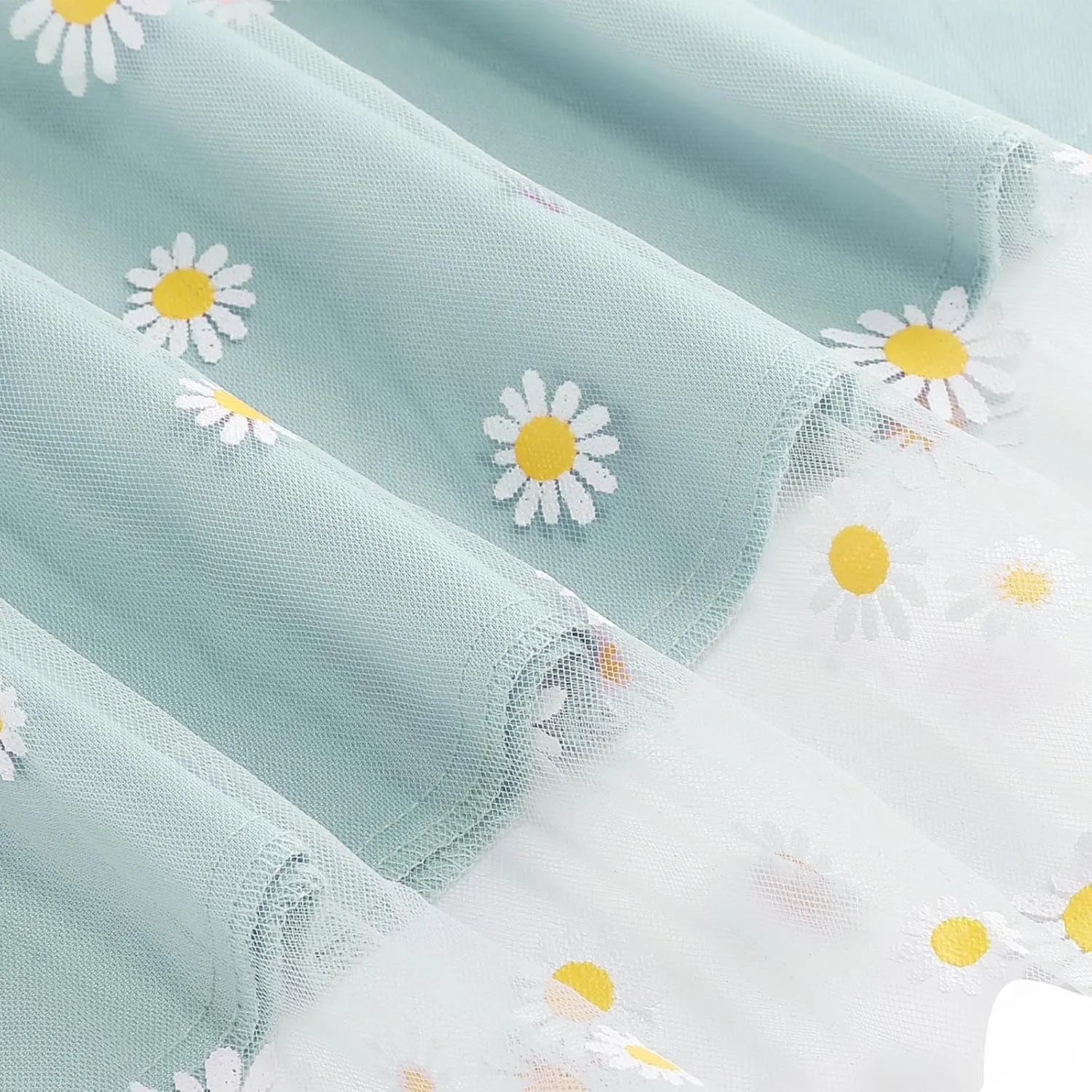 Women Daisy Embroidered Skirts Floral Mesh Casual Elastic High Waist Long Skirts Flower Swing A Line Skirts 2025