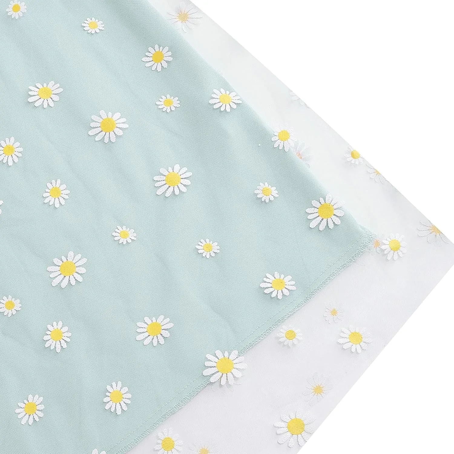 Women Daisy Embroidered Skirts Floral Mesh Casual Elastic High Waist Long Skirts Flower Swing A Line Skirts 2025