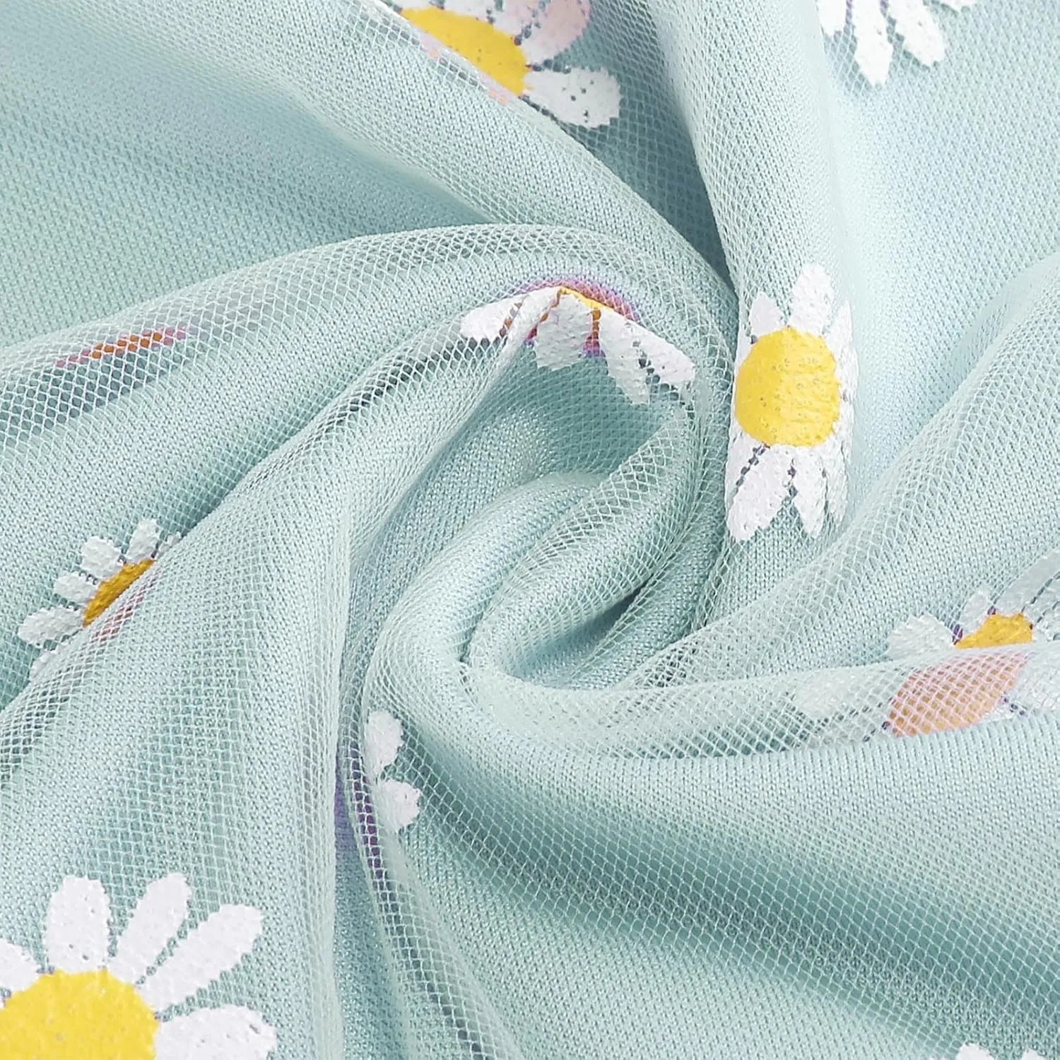 Women Daisy Embroidered Skirts Floral Mesh Casual Elastic High Waist Long Skirts Flower Swing A Line Skirts 2025