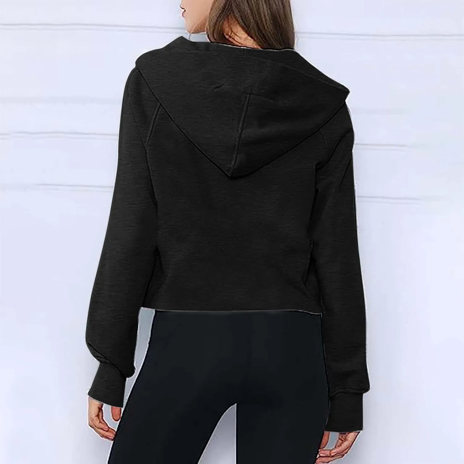 Women Half Zip Hooded Sweatshirt Thumb Hole Hoodie Pullover with Kangaroo Pocket Raglan Sleeve Quarter Zipper Hoodie