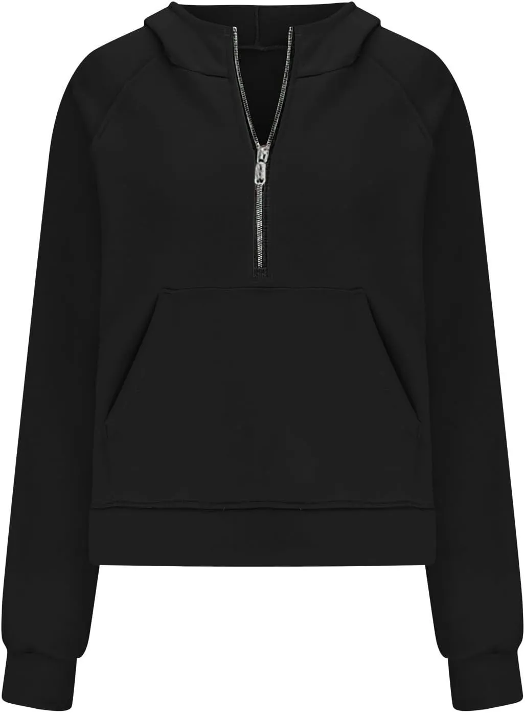 Women Half Zip Hooded Sweatshirt Thumb Hole Hoodie Pullover with Kangaroo Pocket Raglan Sleeve Quarter Zipper Hoodie