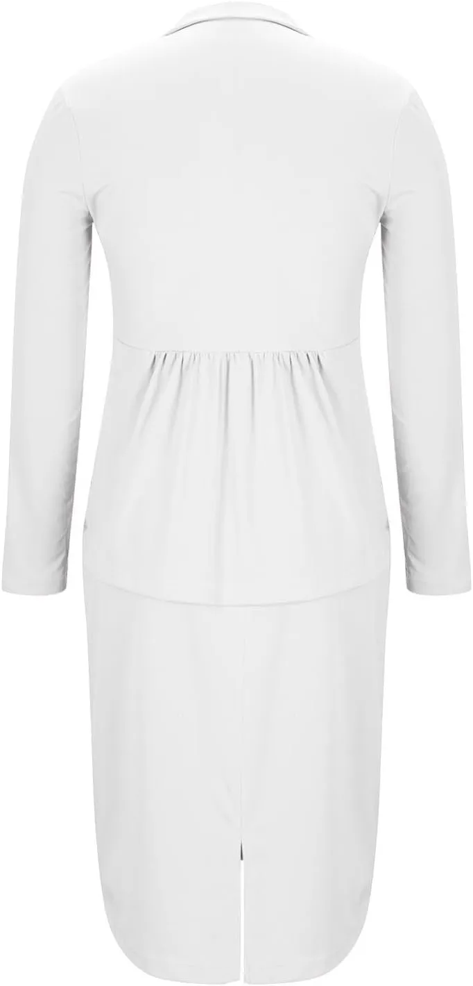 Women Wear to Work Dress 2 Piece Elegant Wrap Blazer Dresses Set Business Casual Long Sleeve Blazer and Pencil Skirt