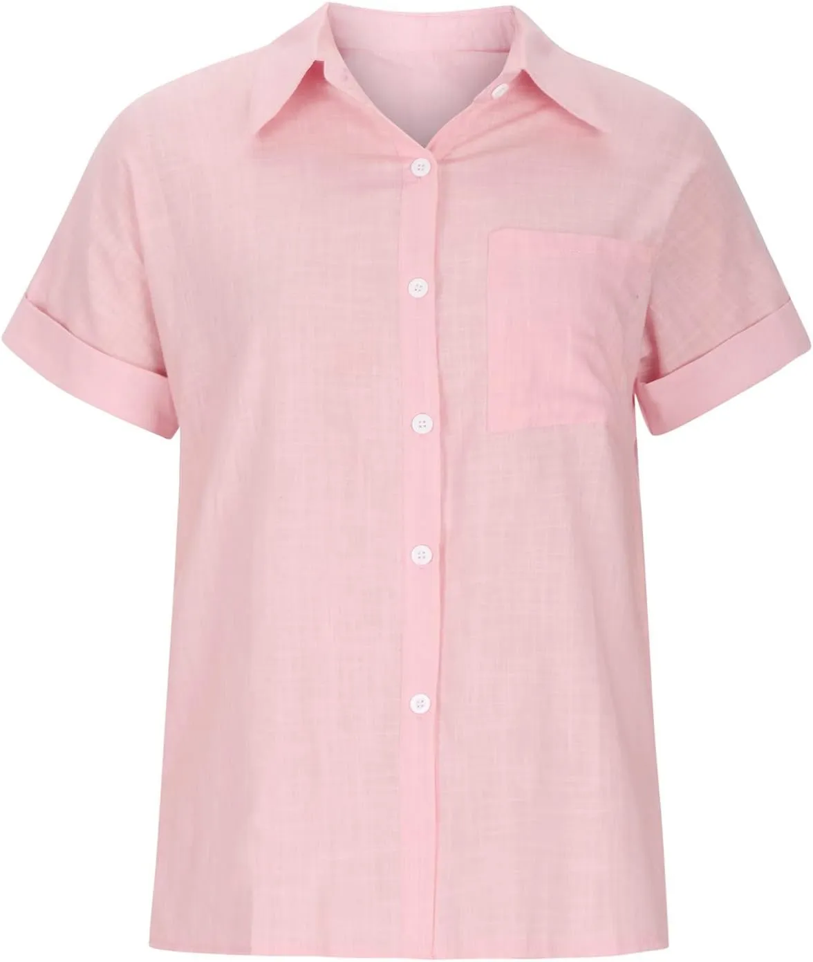 Womens Cotton Button Down Shirts 2024 Dressy Casual Summer Tops Short Sleeve V Neck Collared Blouses Trendy Cute Tees Tshirt