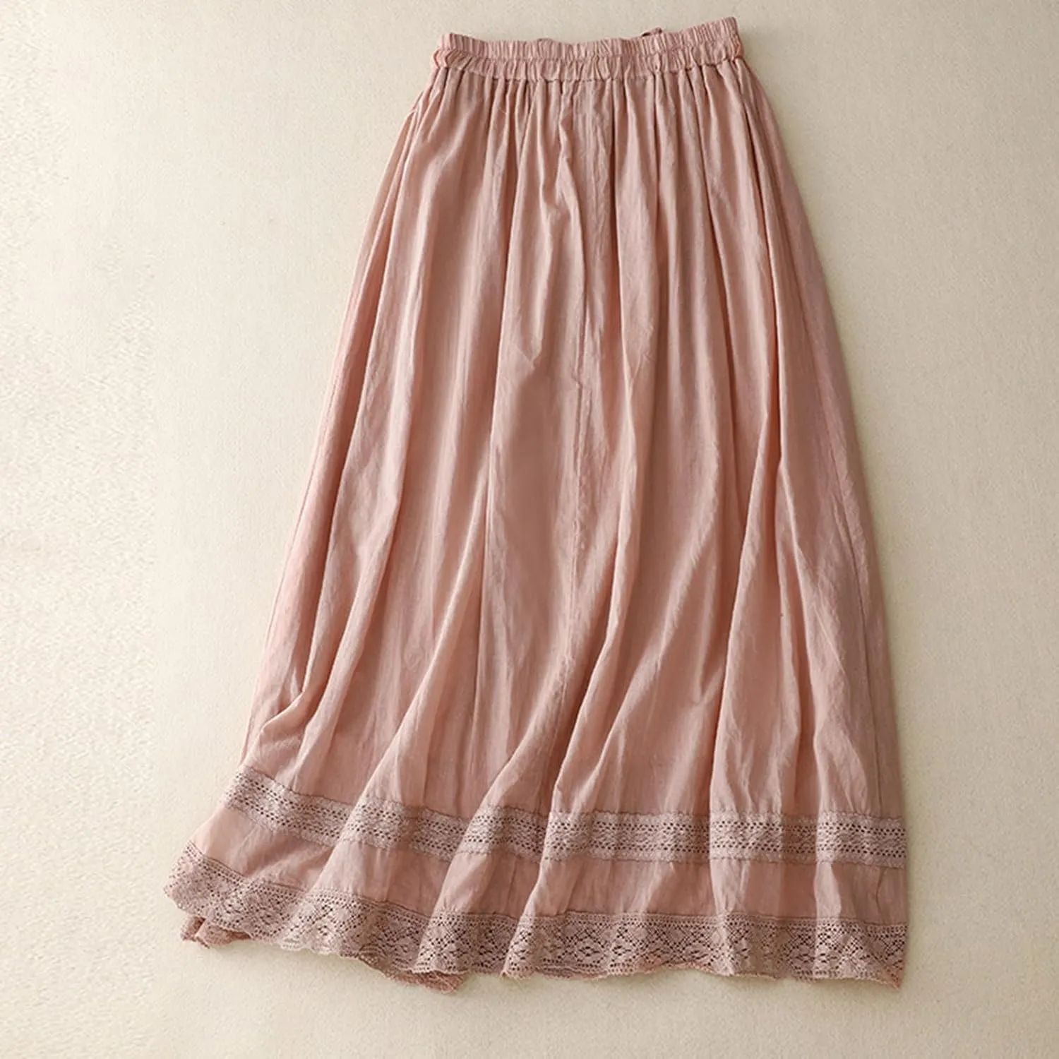 Womens Cotton Linen Skirts Summer Flowy Skirts Elastic High Waist Long Skirts Casual Vacation Outfits A Line Skirts