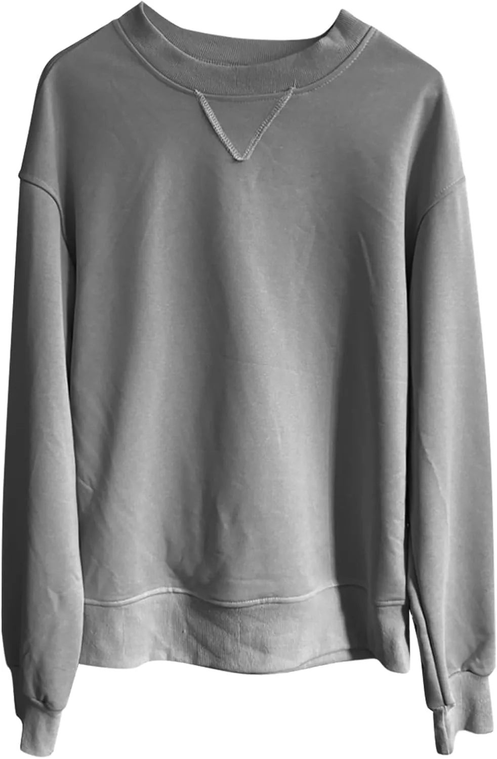 Womens Crewneck Sweatshrits Loose Casual Long Sleeve Solid Color Drop Shoulder Pullover Hoodies Fall Relaxed Fit Tops