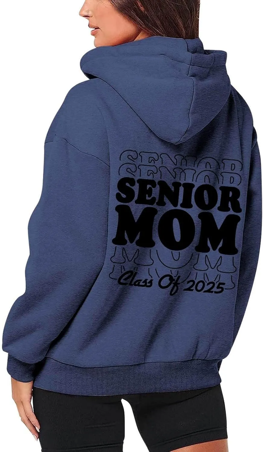 Women's Fashion Hoodies Back Letter Print Long Sleeve Full Zip Up Drawstring Hooded Sweatshirts Loose Preppy Jackets