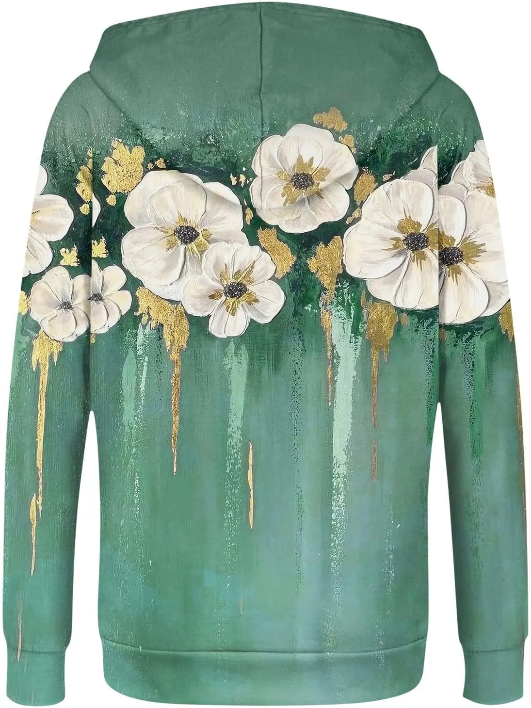 Women's Floral Zip Up Hoodies With Pockets, Casual Style, Long Sleeve, S-3XL