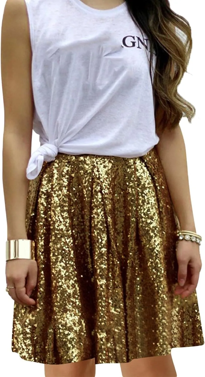 Womens Fringe Skirt Stretchy Sparkly Club Skirts Bodycon Dance Party Club Short Skirt Women Sequin Skirt Black