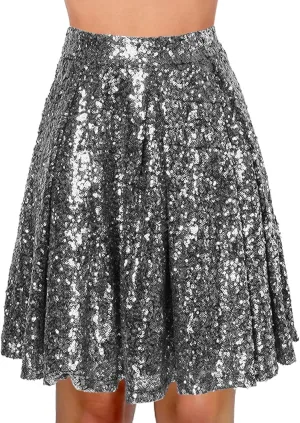 Womens Fringe Skirt Stretchy Sparkly Club Skirts Bodycon Dance Party Club Short Skirt Women Sequin Skirt Black